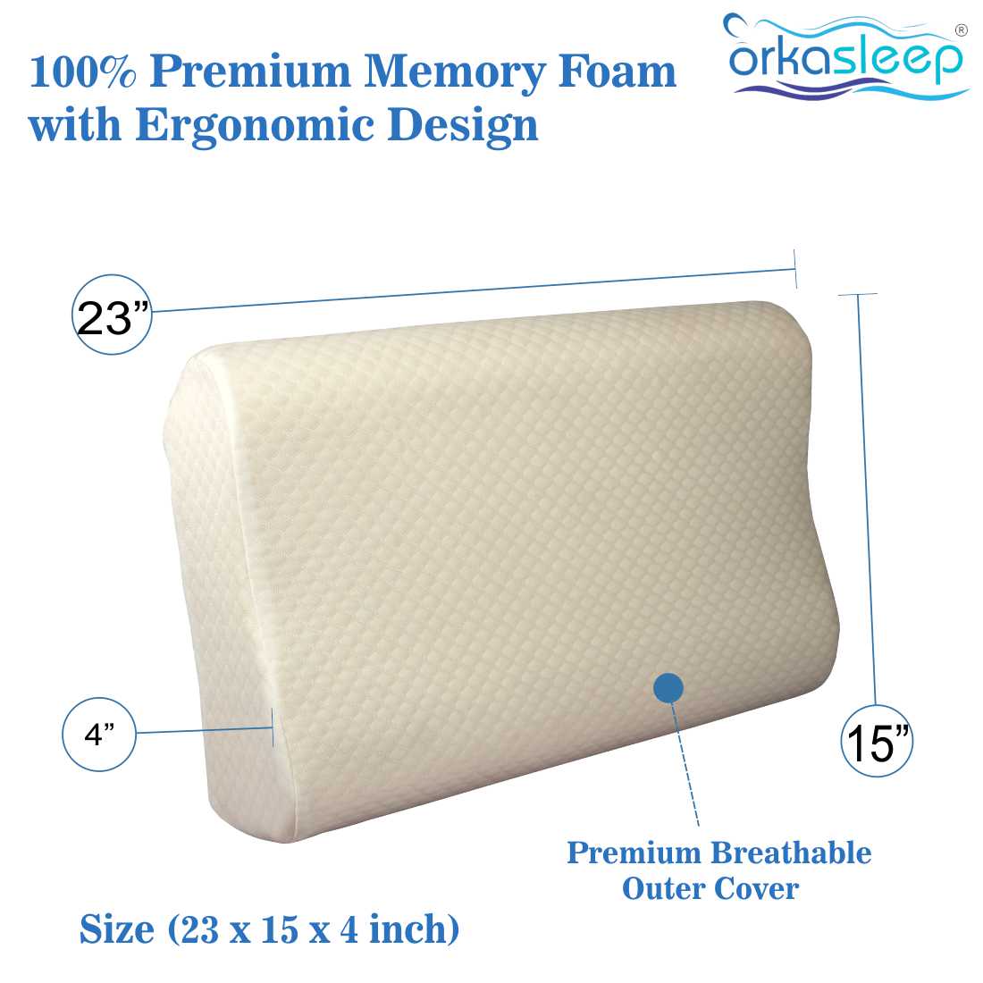 Orkasleep Active Orthopedic Contour Neck Support Pillow for Sleeping, Neck & Shoulder Pain Memory Foam Solid Sleeping Pillow Pack of 1 view 5